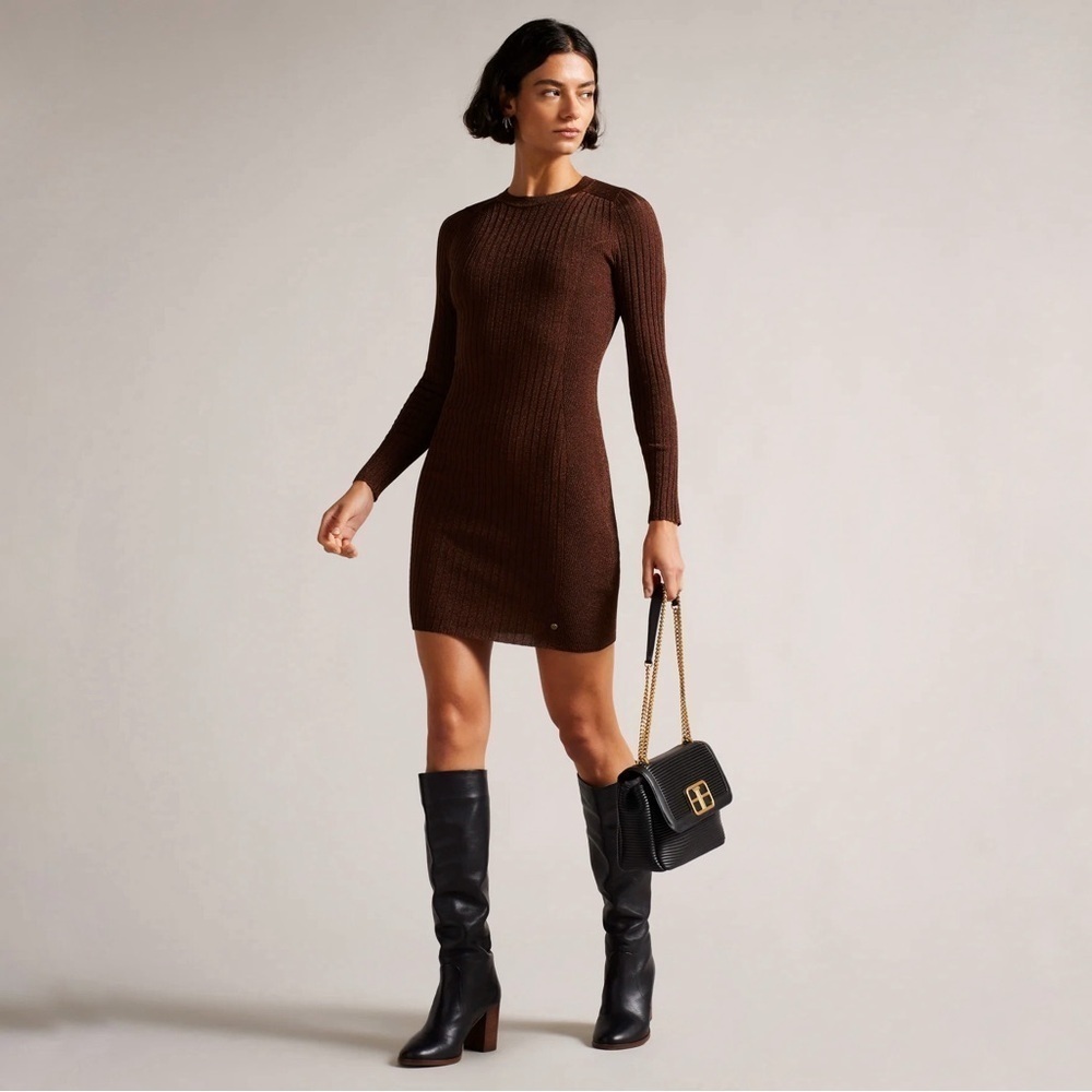 NWT Ted Baker Nichola Metallic Bodycon Mini Dress